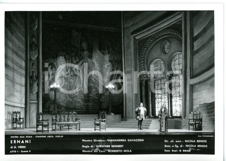 1958 MILANO Teatro alla SCALA "Ernani" - Atto I - Scene N. BENOIS *Foto seriale