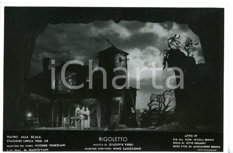 1953 MILANO Teatro alla SCALA "Rigoletto" - Atto IV - Scene BENOIS *Foto seriale