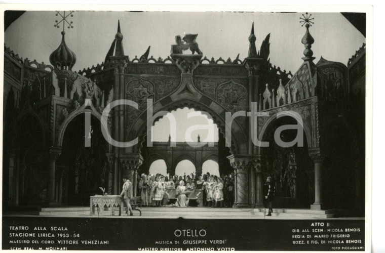 1953 MILANO Teatro alla SCALA "Otello" - Atto II - Scene BENOIS *Foto seriale