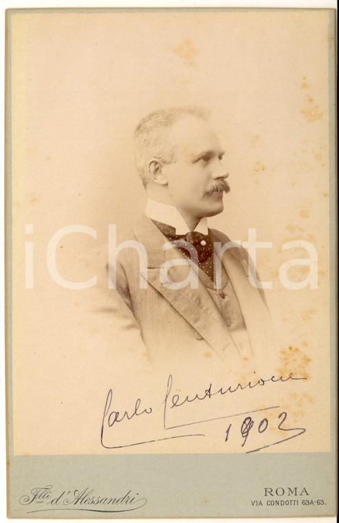 1902 ROMA Ritratto di Carlo CENTURIONE SCOTTO - Foto con AUTOGRAFO 17x11 cm