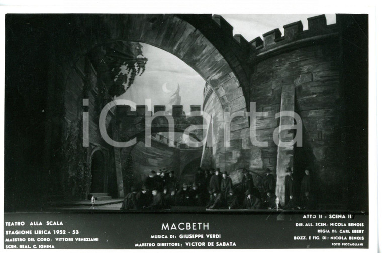 1952 MILANO Teatro alla SCALA "Macbeth" Atto II - Scene N. BENOIS *Foto seriale