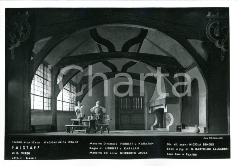 1956 MILANO Teatro alla SCALA "Falstaff" Atto II - Scene BENOIS *Foto seriale