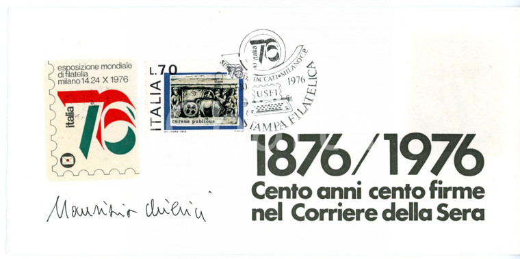 1976 MILANO CORRIERE DELLA SERA Maurizio CHIERICI - Biglietto AUTOGRAFO - FDC