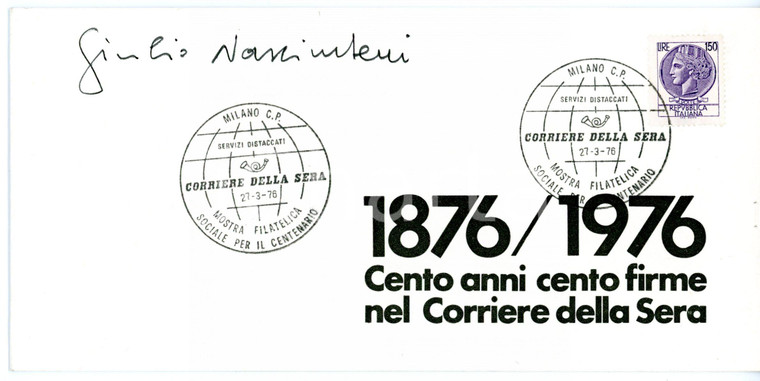 1976 MILANO CORRIERE DELLA SERA Giulio NASCIMBENI - Invito AUTOGRAFO *Timbro FDC