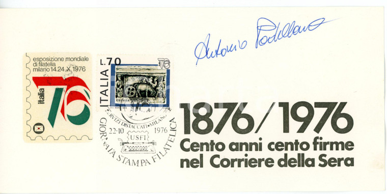 1976 MILANO CORRIERE DELLA SERA Antonio PADELLARO - Biglietto AUTOGRAFO *FDC
