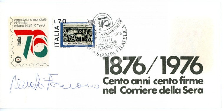 1976 MILANO CORRIERE DELLA SERA Renato FERRARO *Biglietto AUTOGRAFO - Timbro FDC
