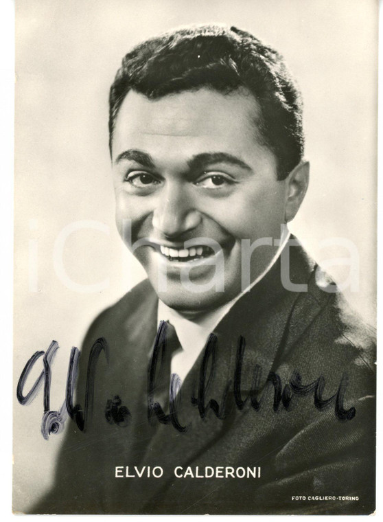 1955 ca TORINO Attore Elvio CALDERONI - Fotocartolina con AUTOGRAFO