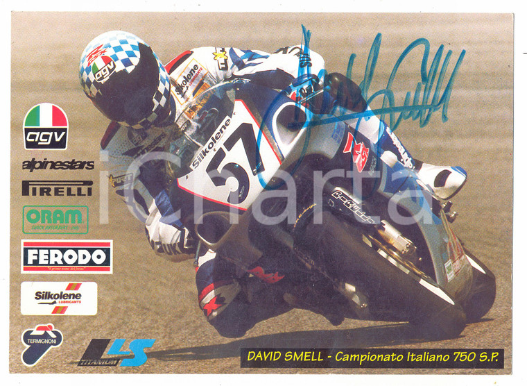 1995 ca MOTOCICLISMO David SMELL Pilota - Campionato italiano 750 SP *Autografo