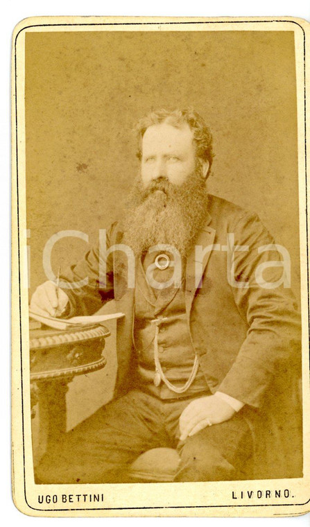 1870 ca LIVORNO Ritratto di un uomo che scrive *Foto Ugo BETTINI CDV