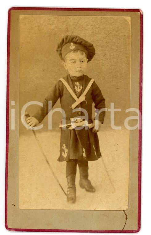 1889 CASTELVETRANO Vincenzo PURPURA bambino in divisa marinara *Foto TERMINI CDV