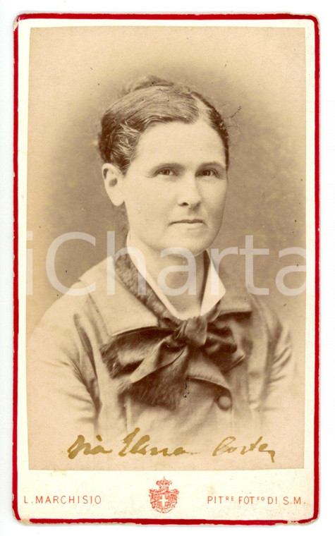 1880 ca TORINO Ritratto della marchesa Elena CORTE - Foto L. MARCHISIO CDV