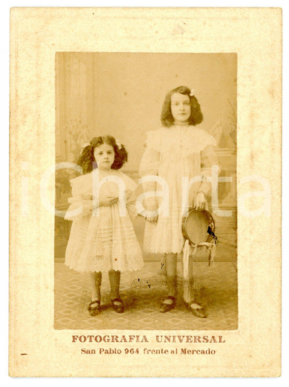 1906 SAN PABLO URUGUAY Ritratto Blanca e Vittoria ORMEZZERO con tamburello *Foto