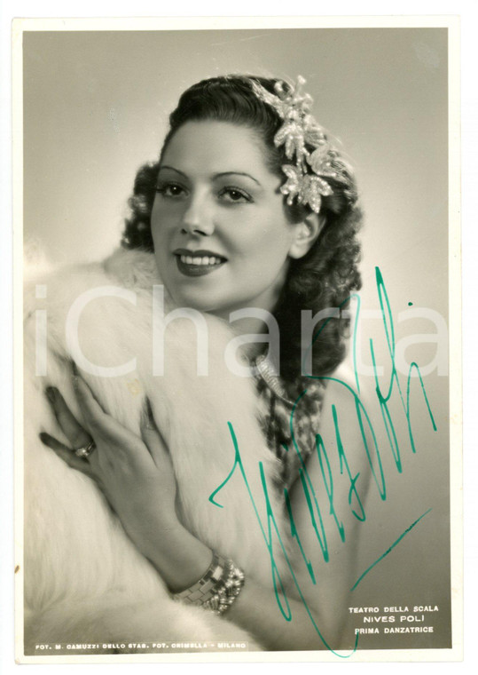 1940 ca MILANO Teatro alla SCALA Nives POLI prima ballerina - Foto con AUTOGRAFO
