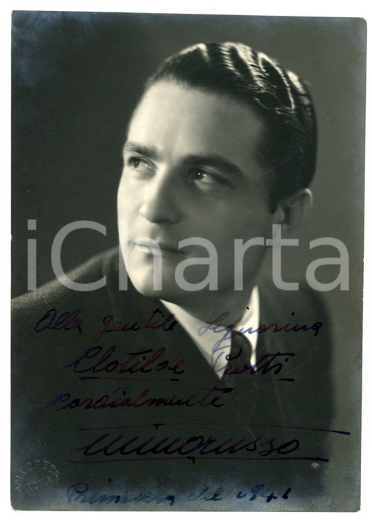 1941 ROMA CINEMA Mino RUSSO attore - Ritratto - Foto seriale con AUTOGRAFO
