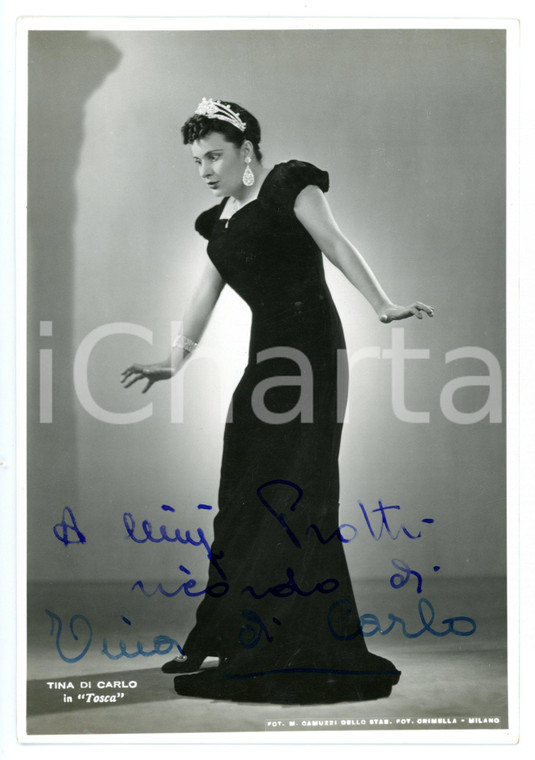 1940 ca MILANO LIRICA "Tosca" - Tina DI CARLO attrice - Foto con AUTOGRAFO