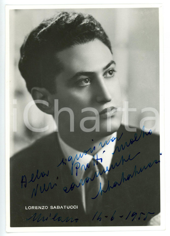1955 MILANO - LIRICA Lorenzo SABATUCCI tenore *Fotografia seriale con AUTOGRAFO