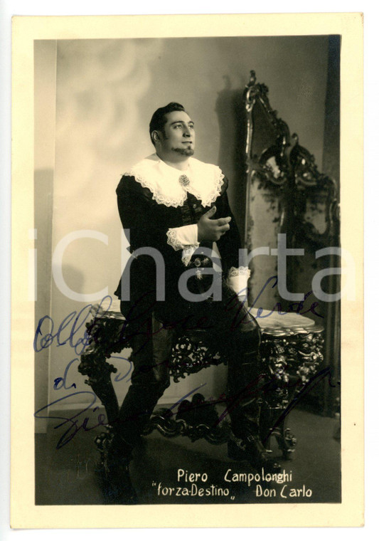 1955 ca LIRICA Baritono Piero CAMPOLONGHI "La forza del destino" Foto AUTOGRAFO