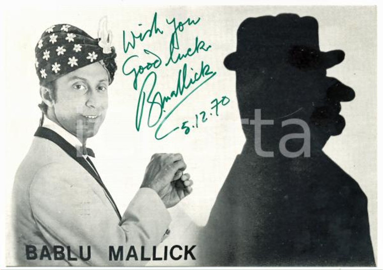 1970 GERMANY CIRCUS Bablu MALLICK Hand-shadographer - SIGNED postcard