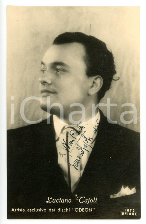 1945 MUSICA Cantante Luciano TAJOLI - Fotocartolina ODEON con AUTOGRAFO - FP