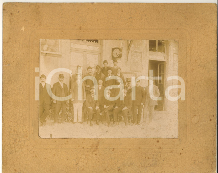 1910 ca IMPERIA PORTO MAURIZIO Ferrovieri in stazione - Fotografia RARA 26x20