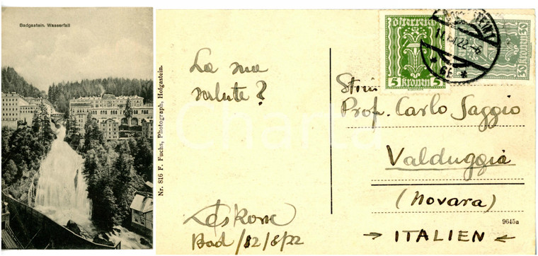 1922 BAD GASTEIN FUTURISMO Michele LESKOVIC (ESCODAMÈ) - Cartolina AUTOGRAFA