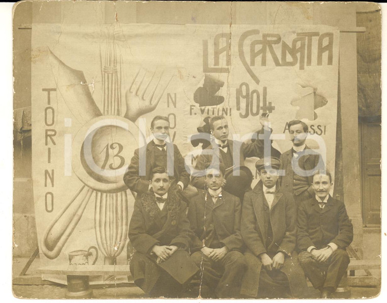 1904 TORINO Cardata sociale - Foto di gruppo 15x12 cm DANNEGGIATA CURIOSA