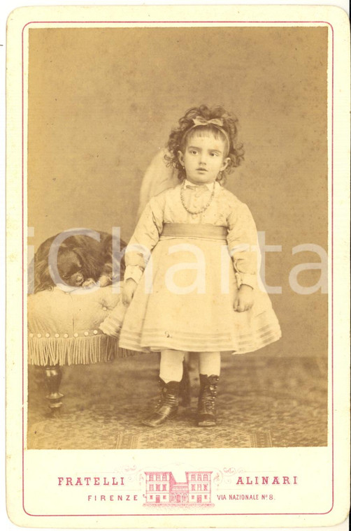 1870 FIRENZE Ritratto di bambina con il suo cane - Foto Fratelli ALINARI