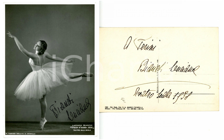 1938 MILANO Teatro alla SCALA Ballerina Luciana BIANCHI ^Cartolina con AUTOGRAFO