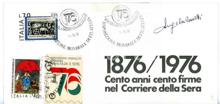 1976 MILANO CORRIERE DELLA SERA Angela ROSSETTI - Biglietto AUTOGRAFO - FDC