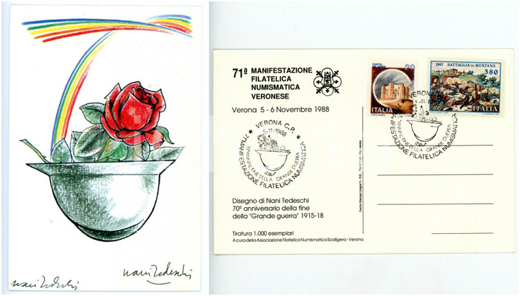 1988 VERONA Nani TEDESCHI *Cartolina con annullo speciale - AUTOGRAFO