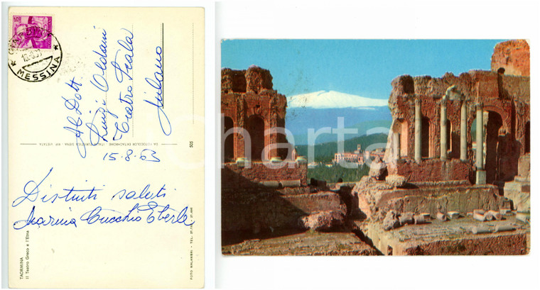 1963 TAORMINA - TEATRO Attrice Marina CUCCHIO - Cartolina con AUTOGRAFO - FG