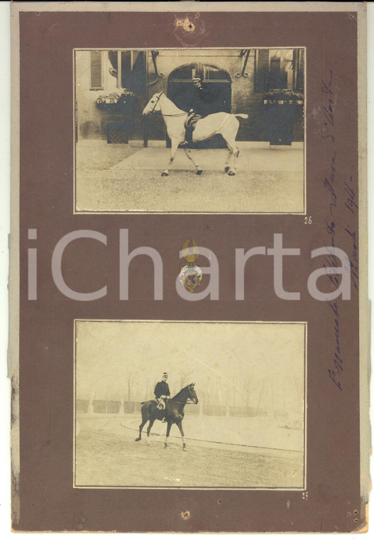 1911 NAPOLI Emanuele Filiberto DUCA D'AOSTA a cavallo - 2 foto 17x25 cm