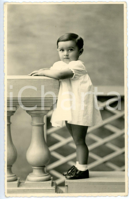 1940 ca PINEROLO Ritratto di bambina in abito chiaro *Fotocartolina TAVERA - FP