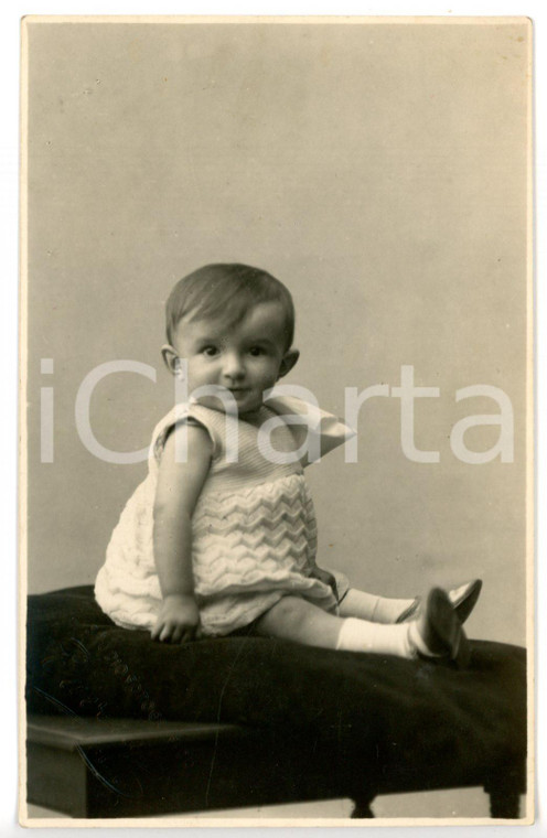 1940 ca PINEROLO Ritratto di bambino in abito chiaro - Fotocartolina TAVERA FP