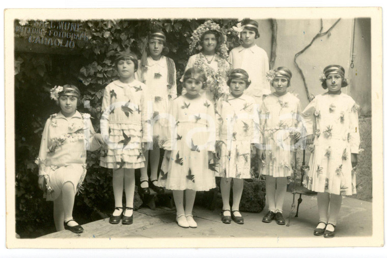 1935 ca CARAGLIO Bambine in costume primaverile - Fotocartolina SALOMONE RARA FP
