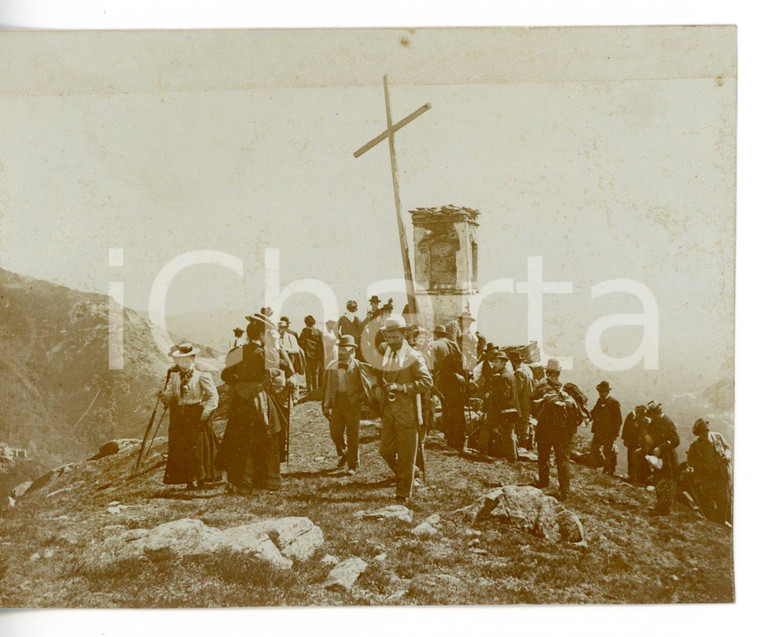 1910 ca PIEMONTE (?) Comitiva in gita in montagna - Fotografia 11x8 cm