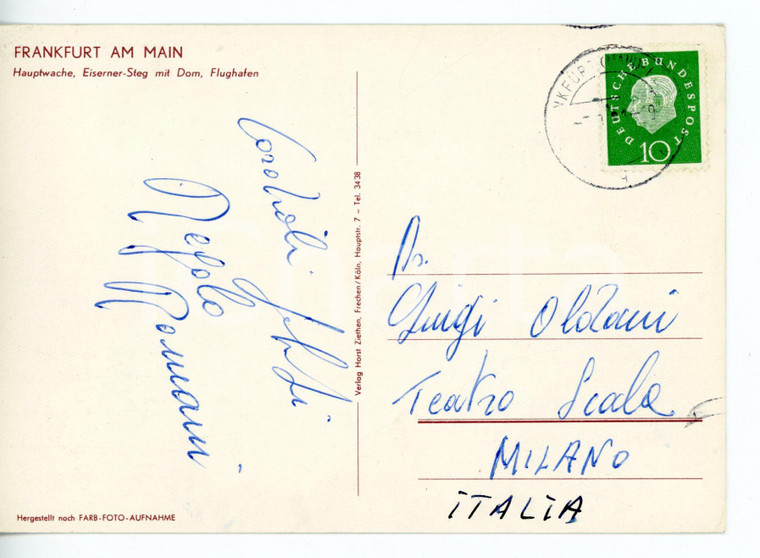 1961 FRANKFURT AM MAIN - LIRICA Tenore Regolo ROMANI - Cartolina con AUTOGRAFO