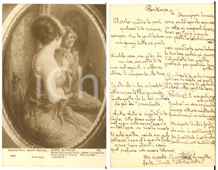 1910 ca Scrittore Giuseppe ZUCCA "Partire" - Cartolina con testo AUTOGRAFO FP
