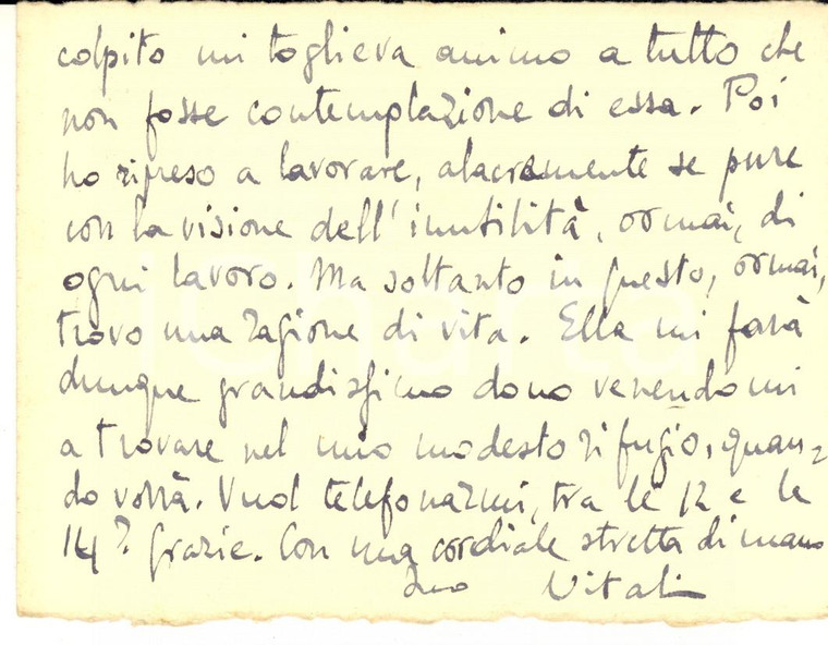 1939 MILANO Guido VITALI preside liceo "Parini" - Biglietto per invito AUTOGRAFO