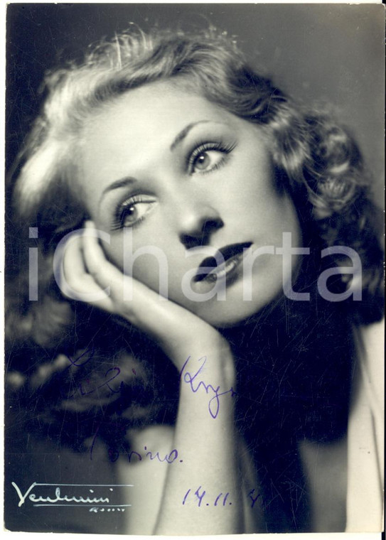 1941 TORINO Ritratto attrice Lydja KRYSTYNA - Foto seriale con AUTOGRAFO