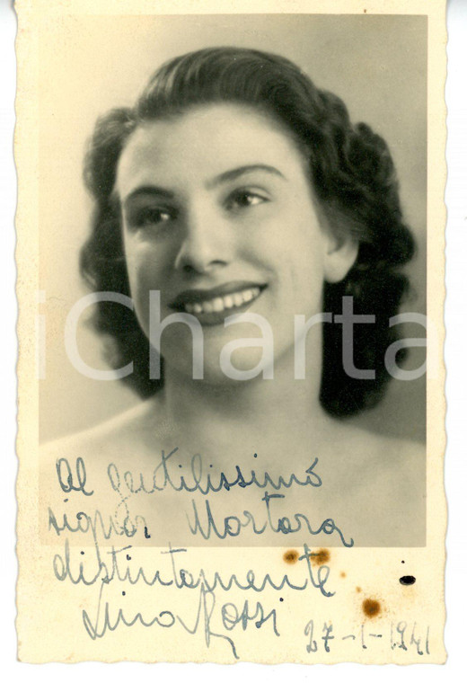 1941 CENTO (FERRARA) Ritratto di Lina ROSSI *Fotocartolina con AUTOGRAFO - FP NV