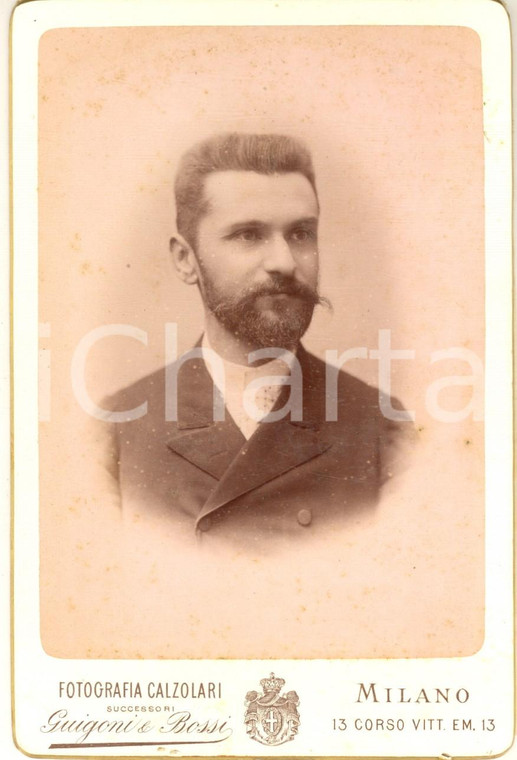 1890 MILANO Ritratto di H. Alvaro ALAVA con dedica - Foto CALZOLARI 11x16 cm