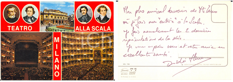 2000 ca MILANO TEATRO ALLA SCALA Baritono Didier HENRY *Cartolina con AUTOGRAFO