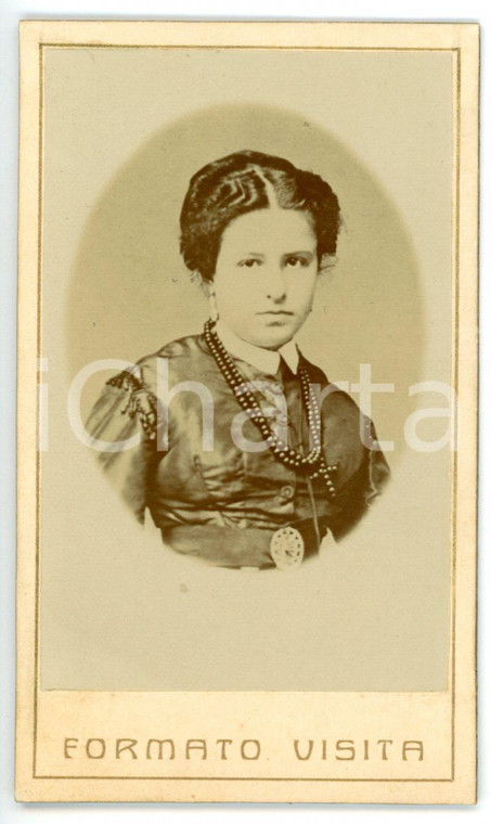 1900 ca CARAGLIO Ritratto di giovane donna con crocifisso - Foto SALOMONE - CDV