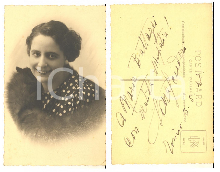 1947 TORINO LIRICA Soprano Sara SCUDERI - Foto cartolina con AUTOGRAFO