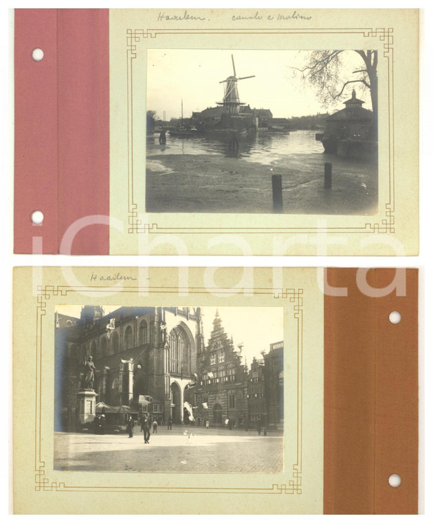 1910 ca HAARLEM (HOLLAND) Canale e mulino - Cattedrale - Lotto 2 foto ANIMATE