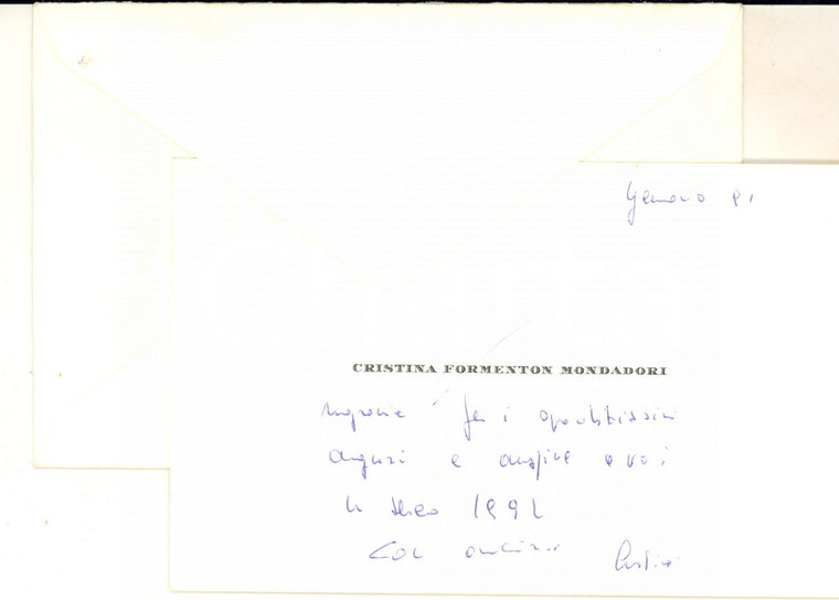 1991 GENOVA Biglietto Cristina FORMENTON MONDADORI per auguri - Autografo
