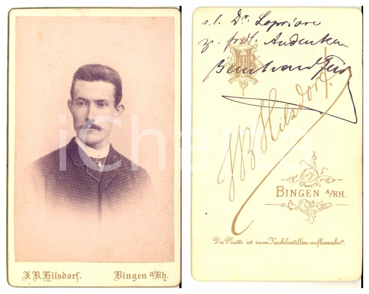 1890 ca BINGEN AM RHEIN - BOTANICA - Ritratto di studioso - Foto con AUTOGRAFO