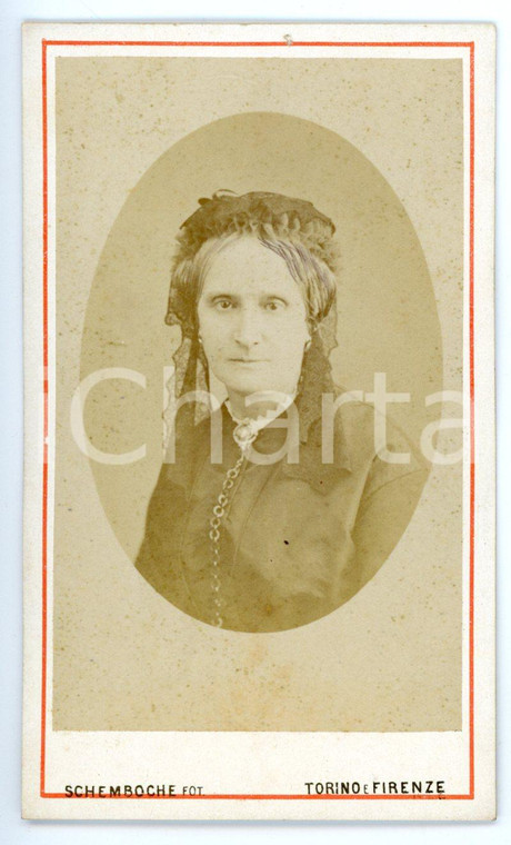 1880 ca TORINO Ritratto di donna con veletta in pizzo *Foto SCHEMBOCHE - CDV