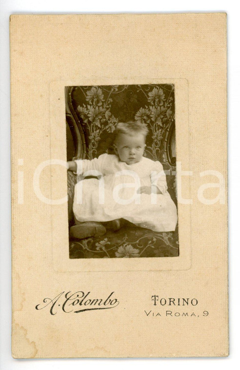 1900 ca TORINO Ritratto di bambina in abito chiaro *Foto A. COLOMBO - CDV